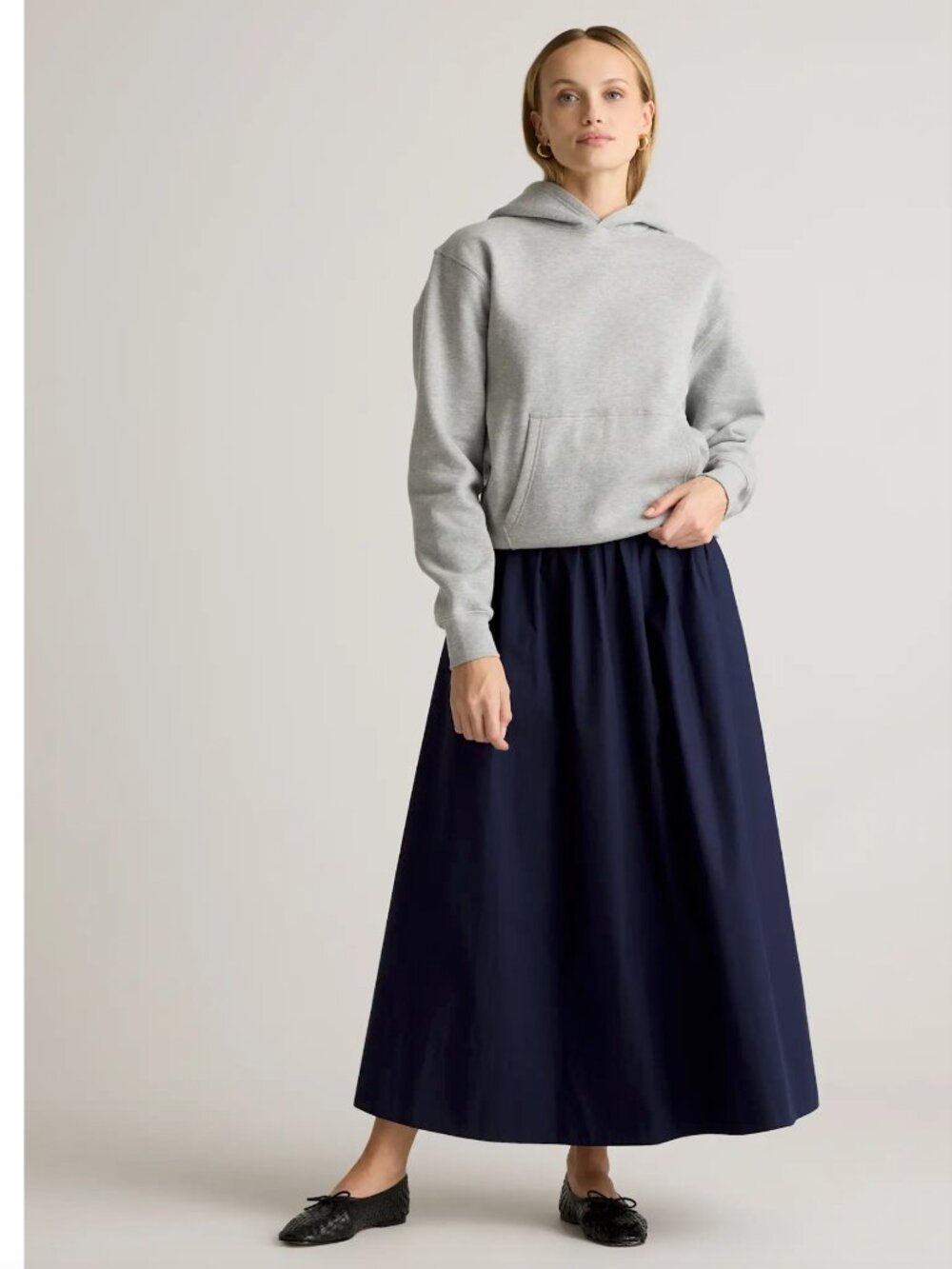 Quince 100% Organic Cotton Poplin A-line Maxi Skirt